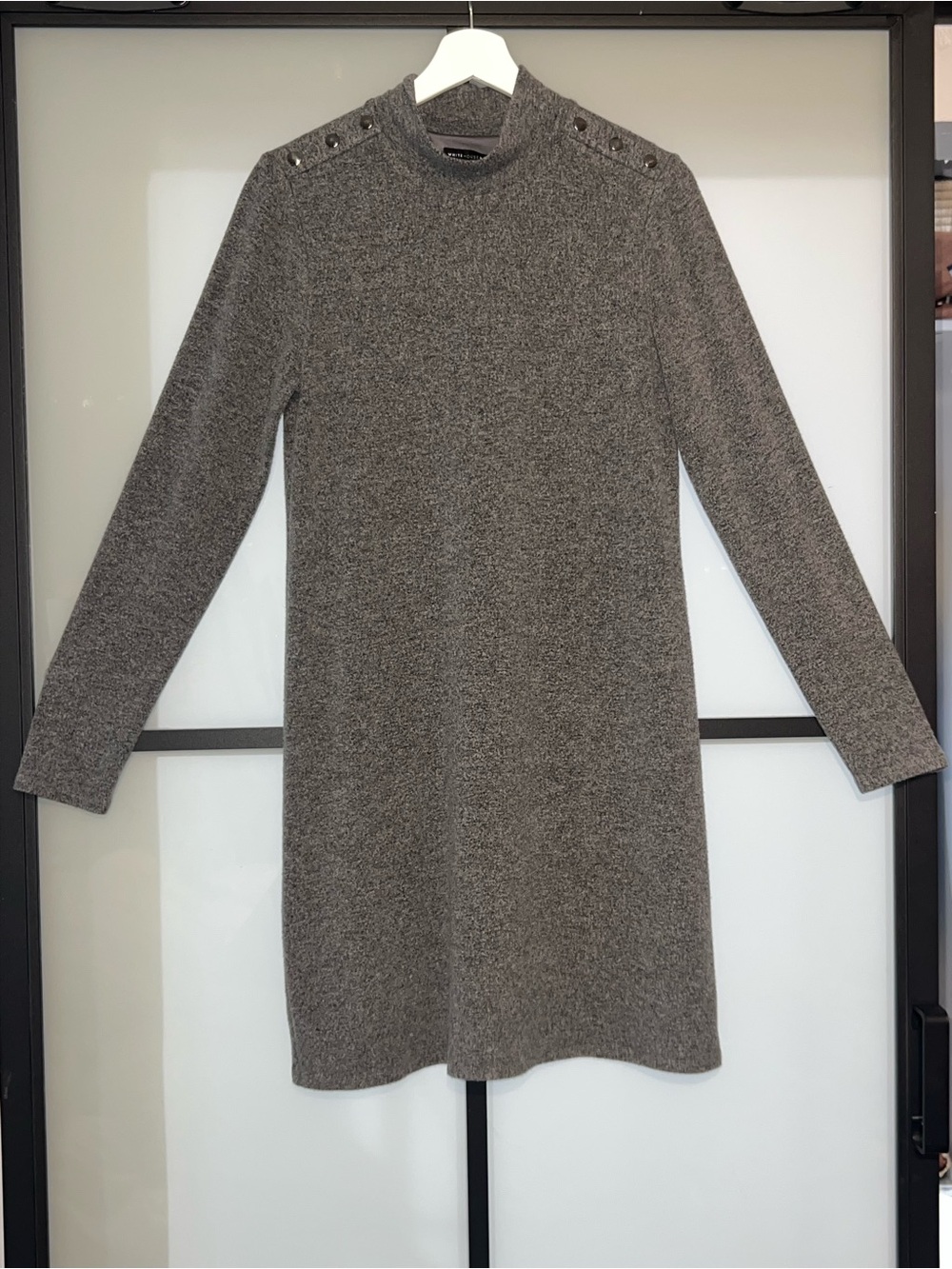 White House Black Market Gray Mock Neck Winter Sweater Dress Size M